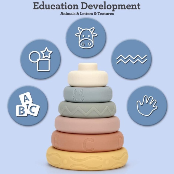 Baby Stack & Nest Toys, Soft Stack, Rings Stacker, Baby Sensory Teether Toys - Picture 8 of 9